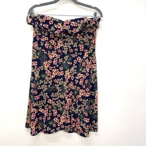 Candie's Strapless Dress Size Large Floral Navy Ruffle Y2K‎ Fairy